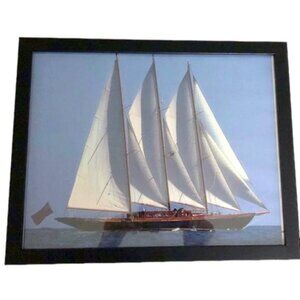 Creole Three Masted Schooner Ship Color Print Framed 1997